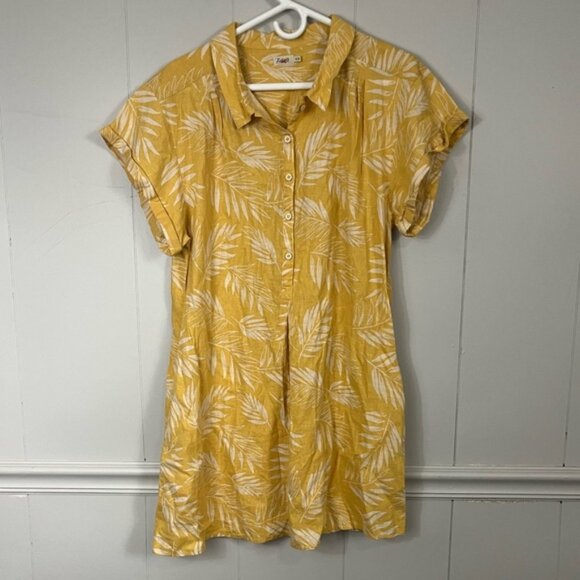 Faherty Linen Blend Floral Tropical Button Front A-Line Shirt Dress Size XL - Picture 1 of 10